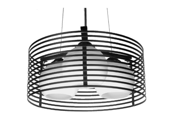 GLOBOSTAR® KEVIA 01150 Μοντέρνο Κρεμαστό Φωτιστικό Οροφής με Ντουί 3 x E27 AC 220-240V IP20 - Μαύρο & Λευκό - Μ40 x Π40 x Υ17.5cm