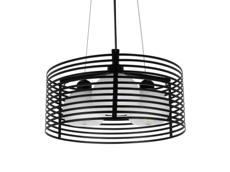 GLOBOSTAR® KEVIA 01150 Μοντέρνο Κρεμαστό Φωτιστικό Οροφής με Ντουί 3 x E27 AC 220-240V IP20 - Μαύρο & Λευκό - Μ40 x Π40 x Υ22cm