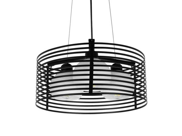 GLOBOSTAR® KEVIA 01150 Μοντέρνο Κρεμαστό Φωτιστικό Οροφής με Ντουί 3 x E27 AC 220-240V IP20 - Μαύρο & Λευκό - Μ40 x Π40 x Υ22cm