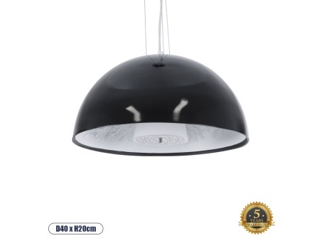 GLOBOSTAR® SERENIA 01151 Μοντέρνο Κρεμαστό Φωτιστικό Οροφής με Ντουί 1 x E27 AC 220-240V IP20 - Μαύρο & Λευκό - Μ40 x Π40 x Υ20cm