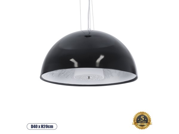 GLOBOSTAR® SERENIA 01151 Μοντέρνο Κρεμαστό Φωτιστικό Οροφής με Ντουί 1 x E27 AC 220-240V IP20 - Μαύρο & Λευκό - Μ40 x Π40 x Υ20cm