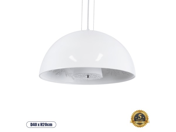 GLOBOSTAR® SERENIA 01152 Μοντέρνο Κρεμαστό Φωτιστικό Οροφής με Ντουί 1 x E27 AC 220-240V IP20 - Λευκό - Μ40 x Π40 x Υ20cm