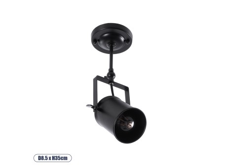 GLOBOSTAR® HOLLYWOOD 01153 Vintage Φωτιστικό Οροφής με Ντουί 1 x E27 AC 220-240V IP20 - Μαύρο - Μ8.5 x Π8.5 x Υ35cm