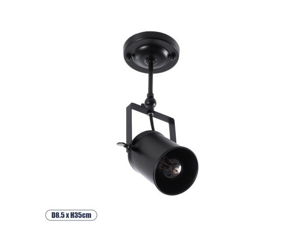 GLOBOSTAR® HOLLYWOOD 01153 Vintage Φωτιστικό Οροφής με Ντουί 1 x E27 AC 220-240V IP20 - Μαύρο - Μ8.5 x Π8.5 x Υ35cm