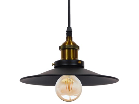 GLOBOSTAR® CARAVEL 01167 Vintage Κρεμαστό Φωτιστικό Οροφής με Ντουί 1 x E27 AC 220-240V IP20 - Μαύρο & Χρυσό - Μ22 x Π22 x Υ13cm