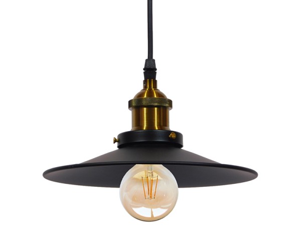 GLOBOSTAR® CARAVEL 01167 Vintage Κρεμαστό Φωτιστικό Οροφής με Ντουί 1 x E27 AC 220-240V IP20 - Μαύρο & Χρυσό - Μ22 x Π22 x Υ13cm