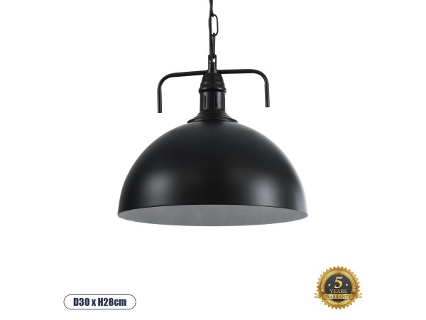 GLOBOSTAR® LARKIN 01175 Vintage Κρεμαστό Φωτιστικό Οροφής με Ντουί 1 x E27 AC 220-240V IP20 - Μαύρο - Μ30 x Π30 x Y28cm