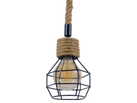 GLOBOSTAR® HELLET 01182 Vintage Κρεμαστό Φωτιστικό Οροφής με Ντουί 1 x E27 AC 220-240V IP20 - Μαύρο & Μπεζ - Μ16 x Π16 x Υ25cm