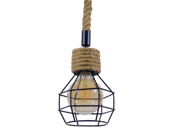 GLOBOSTAR® HELLET 01182 Vintage Κρεμαστό Φωτιστικό Οροφής με Ντουί 1 x E27 AC 220-240V IP20 - Μαύρο & Μπεζ - Μ16 x Π16 x Υ25cm