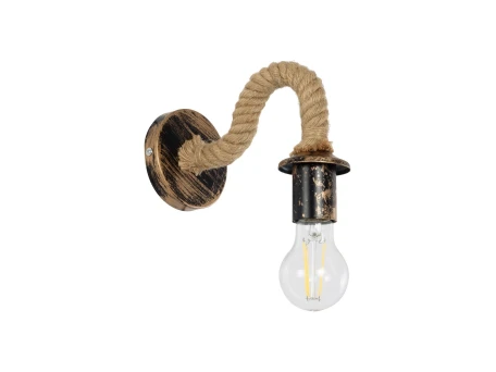 GLOBOSTAR® DAKER 01184 Vintage Φωτιστικό Τοίχου - Απλίκα με Ντουί 1 x E27 AC 220-240V IP20 - Χάλκινο Εφέ Σκουριάς & Μπεζ - Μ21 x Π12 x Υ16cm