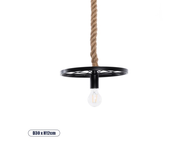 GLOBOSTAR® VELO 01185 Vintage Κρεμαστό Φωτιστικό Οροφής με Ντουί 1 x E27 AC 220-240V IP20 - Μαύρο & Μπεζ - Μ30 x Π30 x Υ12cm