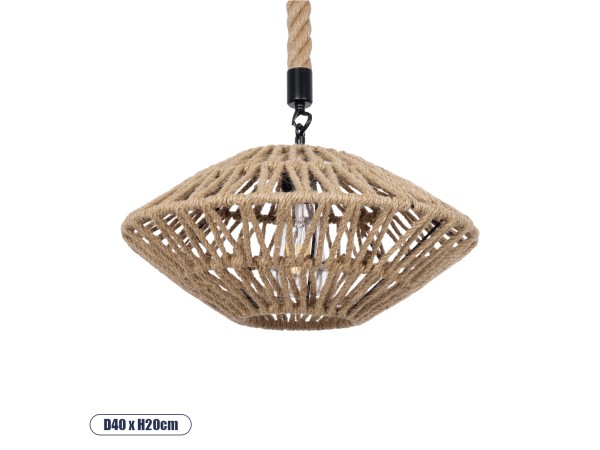 GLOBOSTAR® DOGMA 01187 Boho Κρεμαστό Φωτιστικό Οροφής με Ντουί 1 x E27 AC 220-240V IP20 - Μπεζ - Μ40 x Π40 x Υ20cm GLOBOSTAR® DOGMA 01187 Boho Κρεμαστό Φωτιστικό Οροφής με Ντουί 1 x E27 AC 220-240V IP20 - Μπεζ - Μ40 x Π40 x Υ20cm
