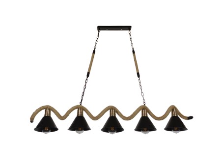GLOBOSTAR® TYMEN 01190 Vintage Κρεμαστό Φωτιστικό Οροφής με Ντουί 5 x E27 AC 220-240V IP20 - Μαύρο & Μπεζ - Μ150 x Π22 x Υ23cm