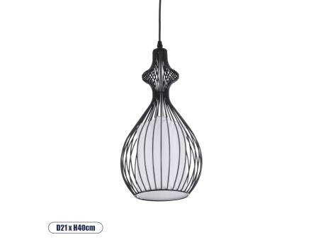 GLOBOSTAR® REA 01197 Μοντέρνο Κρεμαστό Φωτιστικό Οροφής με Ντουί 1 x E27 AC 220-240V IP20 - Μαύρο & Λευκό - Μ21 x Π21 x Υ40cm