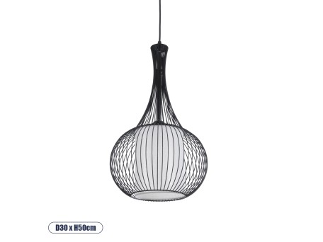 GLOBOSTAR® LILY 01198 Μοντέρνο Κρεμαστό Φωτιστικό Οροφής με Ντουί 1 x E27 AC 220-240V IP20 - Μαύρο & Λευκό - Μ30 x Π30 x Υ50cm