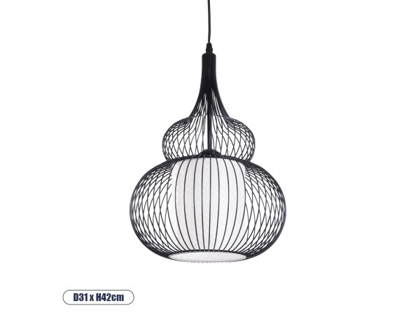 GLOBOSTAR® LILY 01199 Μοντέρνο Κρεμαστό Φωτιστικό Οροφής με Ντουί 1 x E27 AC 220-240V IP20 - Μαύρο & Λευκό - Μ31 x Π31 x Υ42cm