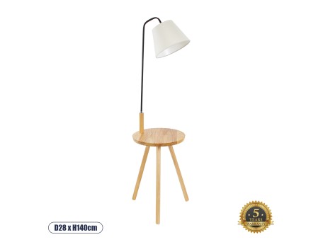 GLOBOSTAR® TIFFANY 01206 Μοντέρνο Επιδαπέδιο Φωτιστικό με Ντουί 1 x E27 AC 220-240V IP20 - Μπεζ & Λευκό - Μ28 x Π28 x Υ140cm