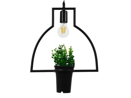 GLOBOSTAR® FLOWERPOT 10001209 Μοντέρνο Κρεμαστό Φωτιστικό Οροφής με Ντουί 1 x E27 AC 220-240V IP20 - Μαύρο & Πράσινο - Μ34 x Π34 x Y34cm