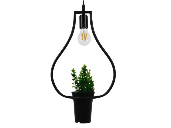 GLOBOSTAR® FLOWERPOT 10001210 Μοντέρνο Κρεμαστό Φωτιστικό Οροφής με Ντουί 1 x E27 AC 220-240V IP20 - Μαύρο & Πράσινο - Μ27 x Π27 x Υ40cm