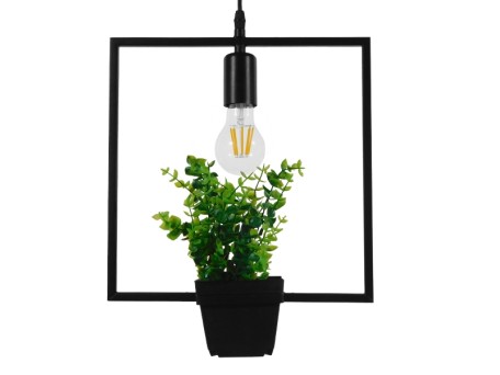 GLOBOSTAR® FLOWERPOT 10001211 Μοντέρνο Κρεμαστό Φωτιστικό Οροφής με Ντουί 1 x E27 AC 220-240V IP20 - Μαύρο & Πράσινο - Μ30 x Π30 x Υ30cm