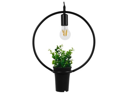 GLOBOSTAR® FLOWERPOT 10001212 Μοντέρνο Κρεμαστό Φωτιστικό Οροφής με Ντουί 1 x E27 AC 220-240V IP20 - Μαύρο & Πράσινο - Μ30 x Π30 x Υ30cm