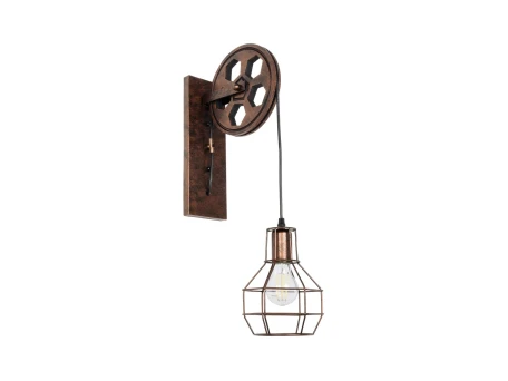 GLOBOSTAR® RYDON 01216 Vintage Φωτιστικό Τοίχου - Απλίκα με Ντουί 1 x E27 AC 220-240V IP20 - Χάλκινο Εφέ Σκουριάς - Μ15 x Π24 x Υ70cm