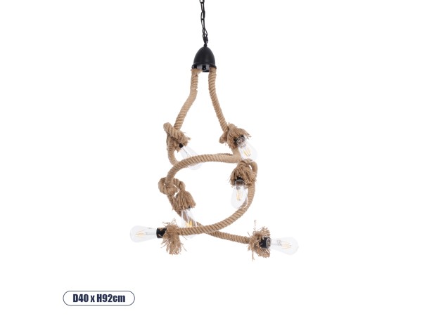 GLOBOSTAR® HAMTINE 01229 Vintage Κρεμαστό Φωτιστικό Οροφής με Ντουί 6 x E27 AC 220-240V IP20 - Μαύρο & Μπεζ - Μ40 x Π40 x Υ92cm GLOBOSTAR® HAMTINE 01229 Vintage Κρεμαστό Φωτιστικό Οροφής με Ντουί 6 x E27 AC 220-240V IP20 - Μαύρο & Μπεζ - Μ40 x Π40 x Υ92cm