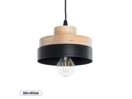 GLOBOSTAR® RUHIEL 01233 Μοντέρνο Κρεμαστό Φωτιστικό Οροφής με Ντουί 1 x E27 AC 220-240V IP20 - Μαύρο & Μπεζ - Μ18 x Π18 x Υ12cm