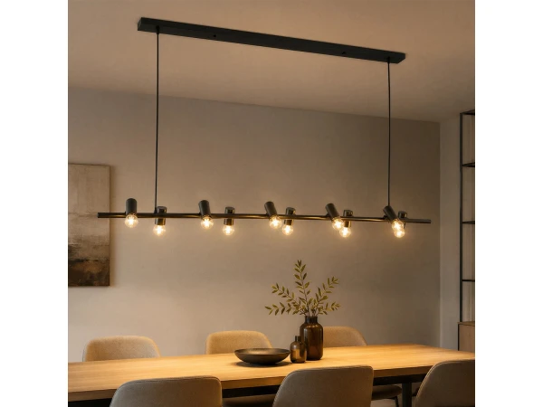 GLOBOSTAR® ALFREDA 01242 Μοντέρνο Κρεμαστό Φωτιστικό Οροφής με Ντουί 10 x E27 AC 220-240V IP20 - Μαύρο - Μ140 x Π18 x Υ7cm GLOBOSTAR® ALFREDA 01242 Μοντέρνο Κρεμαστό Φωτιστικό Οροφής με Ντουί 10 x E27 AC 220-240V IP20 - Μαύρο - Μ140 x Π18 x Υ7cm