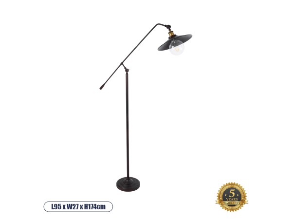 GLOBOSTAR® SILENE 01243 Vintage Επιδαπέδιο Φωτιστικό με Ντουί 1 x E27 AC 220-240V IP20 - Μαύρο & Χρυσό - Μ30 x Π30 x Υ194cm GLOBOSTAR® SILENE 01243 Vintage Επιδαπέδιο Φωτιστικό με Ντουί 1 x E27 AC 220-240V IP20 - Μαύρο & Χρυσό - Μ30 x Π30 x Υ194cm