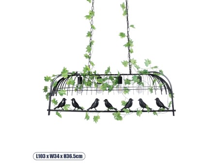 GLOBOSTAR® NEST 01255 Vintage Κρεμαστό Φωτιστικό Οροφής με Ντουί 4 x E27 AC 220-240V IP20 - Mαύρο & Πράσινο - Μ103 x Π34 x Υ36.5cm
