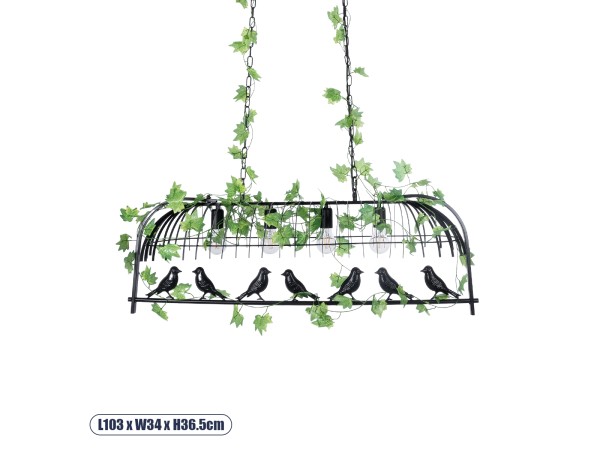 GLOBOSTAR® NEST 01255 Vintage Κρεμαστό Φωτιστικό Οροφής με Ντουί 4 x E27 AC 220-240V IP20 - Mαύρο & Πράσινο - Μ103 x Π34 x Υ36.5cm