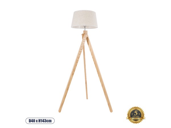 GLOBOSTAR® TRIPOD 01263 Μοντέρνο Επιδαπέδιο Φωτιστικό με Ντουί 1 x E27 AC 220-240V IP20 - Μπεζ - Μ40 x Π40 x Υ143cm