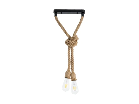 GLOBOSTAR® ROPE 01279 Boho Κρεμαστό Φωτιστικό Οροφής με Ντουί 2 x E27 AC 220-240V IP20 - Μπεζ - Μ30 x Π3.5 x Υ100cm