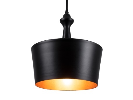 GLOBOSTAR® ROCKFORD 01287-A Μοντέρνο Κρεμαστό Φωτιστικό Οροφής με Ντουί 1 x E27 AC 220-240V IP20 - Μαύρο & Χρυσό - Μ30 x Π30 x Υ30cm