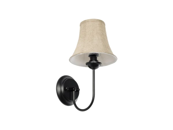 GLOBOSTAR® SHELLY 01299 Vintage Φωτιστικό Τοίχου - Απλίκα με Ντουί 1 x E27 AC 220-240V IP20 - Μαύρο & Μπεζ - Μ13 x Π18 x Υ34cm