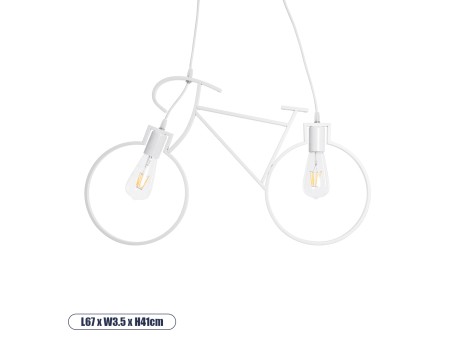 GLOBOSTAR® BIKE 01300 Vintage Κρεμαστό Φωτιστικό Οροφής με Ντουί 2 x E27 AC 220-240V IP20 - Λευκό - Μ67 x Π3.5 x Υ41cm