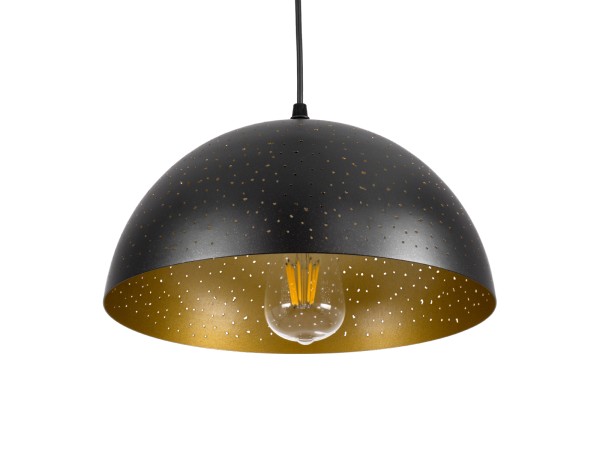 GLOBOSTAR® SOLANA 01301 Μοντέρνο Κρεμαστό Φωτιστικό Οροφής με Ντουί 1 x E27 AC 220-240V IP20 - Μαύρο & Χρυσό - Μ30 x Π30 x Υ15cm