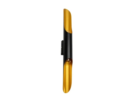 GLOBOSTAR® ESTERINA 01302 Μοντέρνο Φωτιστικό Τοίχου - Απλίκα με Ντουί 2 x E27 AC 220-240V IP20 - Μαύρο & Χρυσό - Μ5.5 x Π8 x Υ60cm