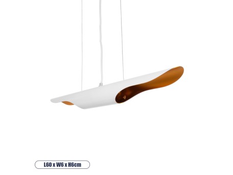 GLOBOSTAR® ESTERINA 01305 Μοντέρνο Κρεμαστό Φωτιστικό Οροφής με Ντουί 2 x E27 AC 220-240V IP20 - Λευκό & Χρυσό - Μ60 x Π6 x Υ6cm