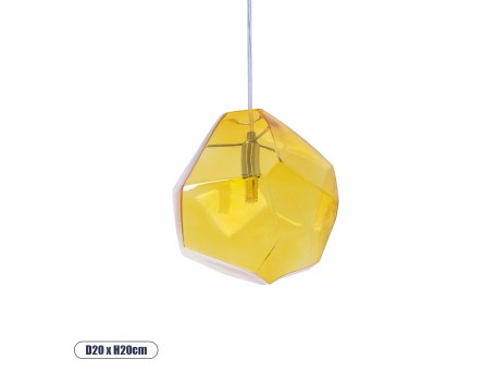 GLOBOSTAR® RINA 01308 Μοντέρνο Κρεμαστό Φωτιστικό Οροφής με Ντουί 1 x G9 AC 220-240V IP20 - Κίτρινο - Μ20 x Π20 x Υ20cm