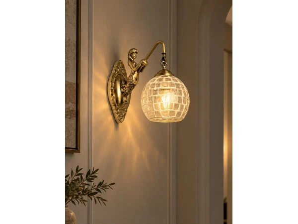 GLOBOSTAR® MERMAID 01317 Vintage Φωτιστικό Τοίχου - Απλίκα με Ντουί 1 x E27 AC 220-240V IP20 - Χρυσό & Λευκό - Μ16 x Π30 x Υ27cm GLOBOSTAR® MERMAID 01317 Vintage Φωτιστικό Τοίχου - Απλίκα με Ντουί 1 x E27 AC 220-240V IP20 - Χρυσό & Λευκό - Μ16 x Π30 x Υ27cm