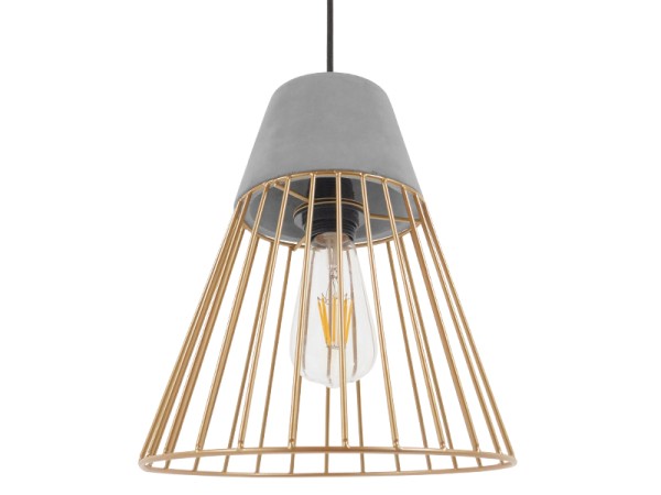 GLOBOSTAR® DURANT 01323 Μοντέρνο Κρεμαστό Φωτιστικό Οροφής με Ντουί 1 x E27 AC 220-240V IP20 - Γκρι & Χρυσό - Μ25 x Π25 x Υ31cm