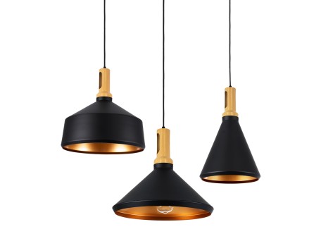 GLOBOSTAR® CALYPSO 01334 Μοντέρνο Κρεμαστό Φωτιστικό Οροφής με Ντουί 3 x E27 AC 220-240V IP20 - Μαύρο & Μπρούτζινο - Μ110 x Π110 x Υ35cm - Σετ 3 Τεμαχίων