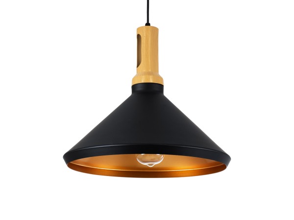 GLOBOSTAR® CALYPSO 01334-A Μοντέρνο Κρεμαστό Φωτιστικό Οροφής με Ντουί 1 x E27 AC 220-240V IP20 - Μαύρο & Μπρούτζινο - Μ36 x Π36 x Υ30cm