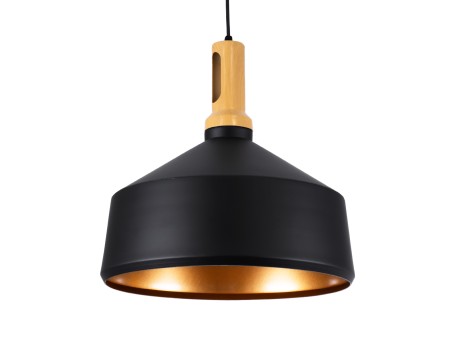 GLOBOSTAR® CALYPSO 01334-B Μοντέρνο Κρεμαστό Φωτιστικό Οροφής με Ντουί 1 x E27 AC 220-240V IP20 - Μαύρο & Μπρούτζινο - Μ36 x Π36 x Υ35cm