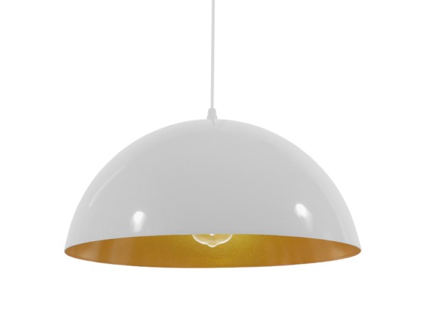 GLOBOSTAR® LUNE 01339 Μοντέρνο Κρεμαστό Φωτιστικό Οροφής με Ντουί 1 x E27 AC 220-240V IP20 - Λευκό & Χρυσό - Μ40 x Π40 x Υ20cm