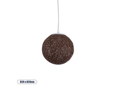 GLOBOSTAR® OCEANA 01354 Boho Κρεμαστό Φωτιστικό Οροφής με Ντουί 1 x E27 AC 220-240V IP20 - Καφέ - Μ20 x Π20 x Υ20cm