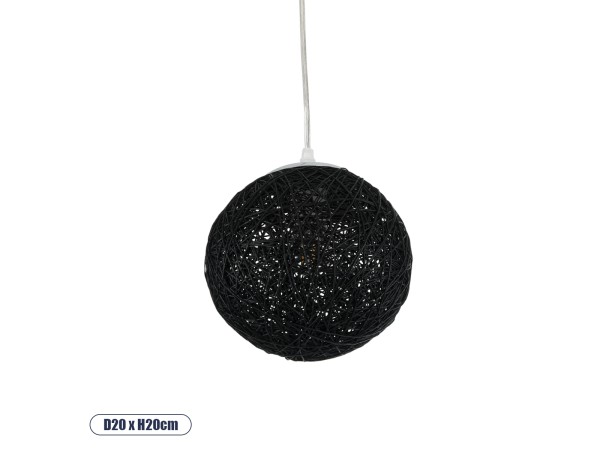 GLOBOSTAR® OCEANA 01356 Boho Κρεμαστό Φωτιστικό Οροφής με Ντουί 1 x E27 AC 220-240V IP20 - Μαύρο - Μ20 x Π20 x Υ20cm