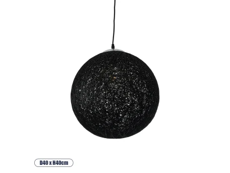 GLOBOSTAR® OCEANA 01360 Boho Κρεμαστό Φωτιστικό Οροφής με Ντουί 1 x E27 AC 220-240V IP20 - Μαύρο - Μ40 x Π40 x Υ40cm